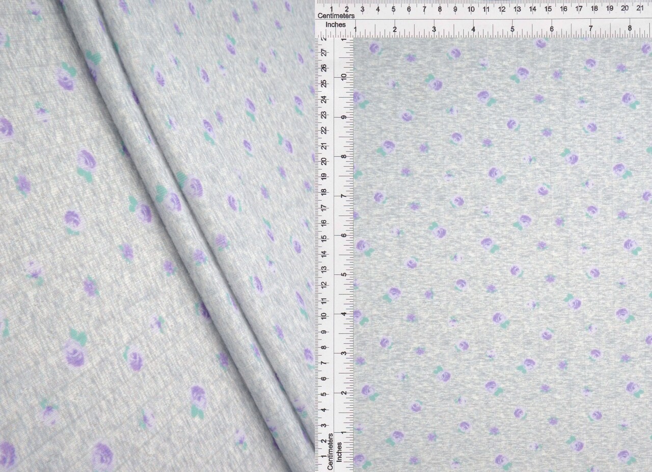 1 Yard 93% Polyester and 7% Spandex Ditsy Floral Digital Print Pointelle Knit Fabric 58/60 Inch Wide